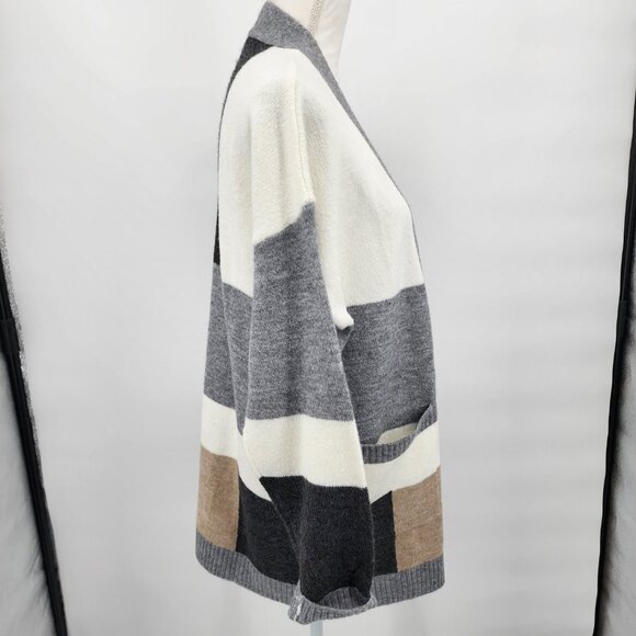 PAPER CRANE Colorblock Open Front Long Cardigan Sweater Small NWT - Picture 7 of 11